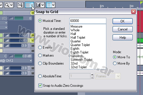 Cakewalk Sonar - Snap to grid - ajustar a la cuadr�cula