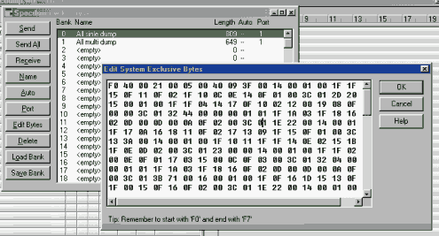 Edici�n de los Bytes de Datos de Sistema Exclusivo en Cakewalk