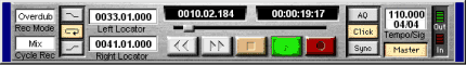 Barra de Transporte en Cubase VST 24