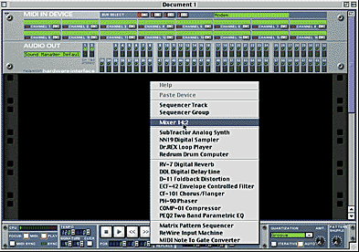 Agregar una consola de mezcla en Reason